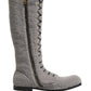 Gray Shearling Lace Up Knee High Boots Shoes
