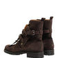 Brown Suede Leather Buckle Ankle Boots Shoes