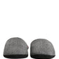 Grey Herringbone Cashmere Red Slippers Shoes