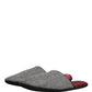Grey Herringbone Cashmere Red Slippers Shoes