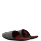 Grey Herringbone Cashmere Red Slippers Shoes
