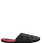 Dark Grey Charcoal Wool Red Slippers Shoes