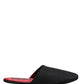 Black Wool Cashmere Red Quilted Slippers Shoes
