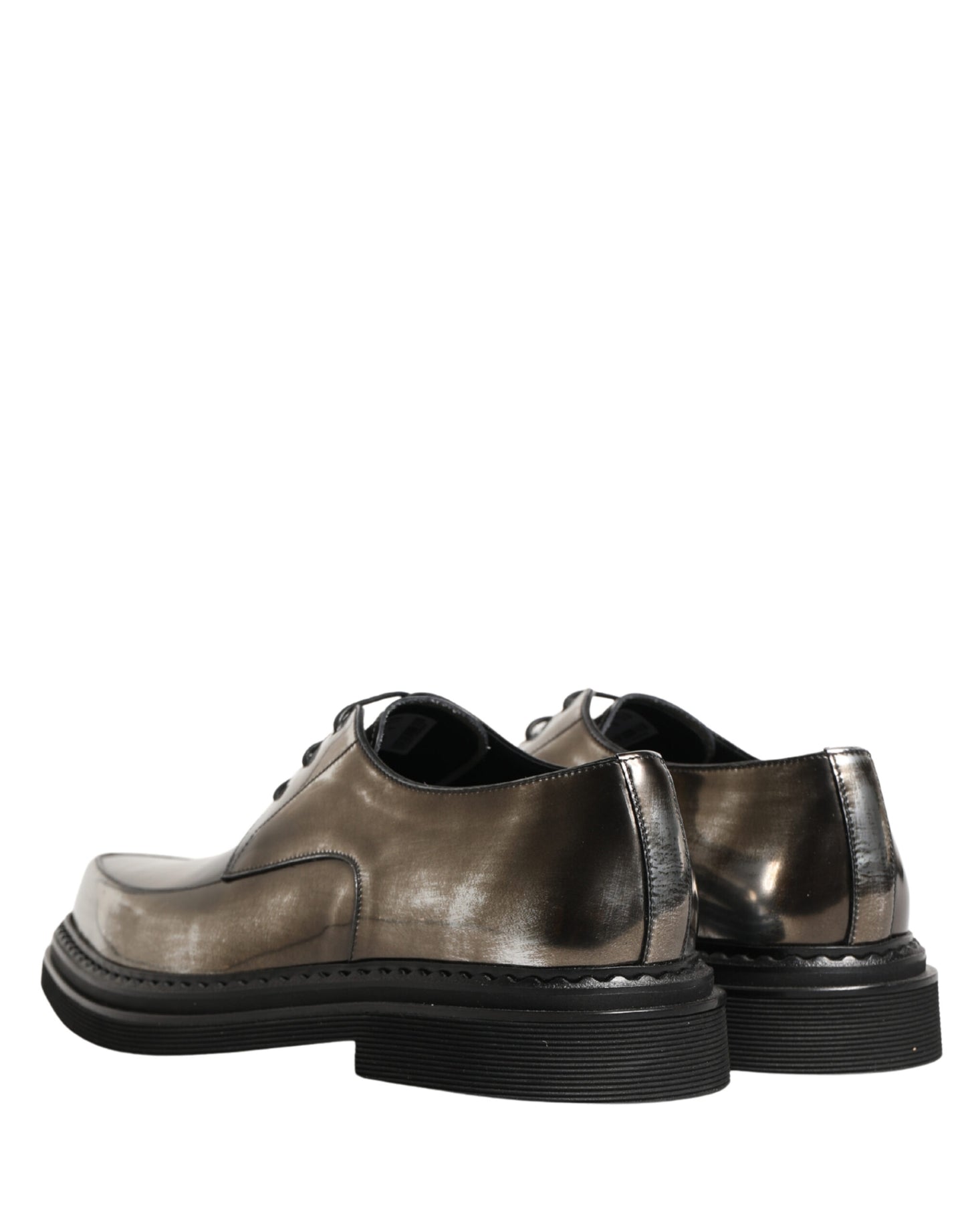 Silver Specchio Lace-Up Leather Dress Derby Shoes