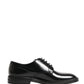 Men Black Lace-Up Leather Crown Dress Derby Shoes