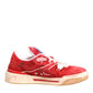 Red White Suede DG Logo Low Top Sneakers Shoes