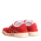 Red White Suede DG Logo Low Top Sneakers Shoes