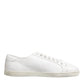 White Bianco Leather Men Low Top Sneakers Shoes