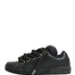 Black Calf Leather Nappa Lace-Up Sneakers Shoes