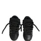 Black Calf Leather Nappa Lace-Up Sneakers Shoes