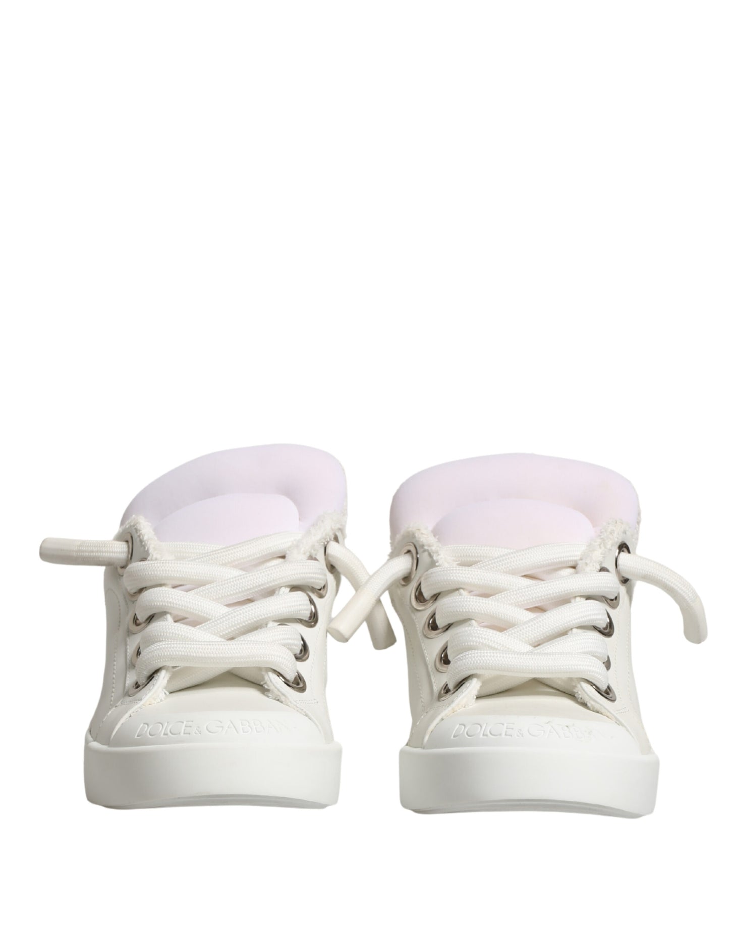 White Leather Shearling Fur Low Top Sneakers Shoes