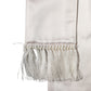 White Silk Satin Fringes Foulard 282cm x 10cm Men Scarf