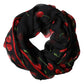 Black Cherry Print Silk Shawl Stole 190cm x 122cm Scarf