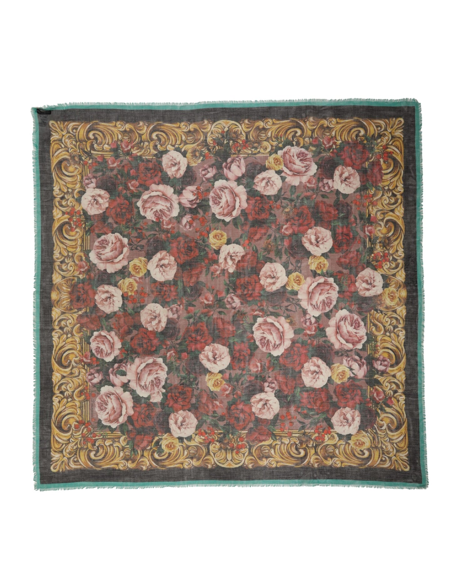 Multicolor Floral Cashmere Square Stole 134cmx134cm Scarf