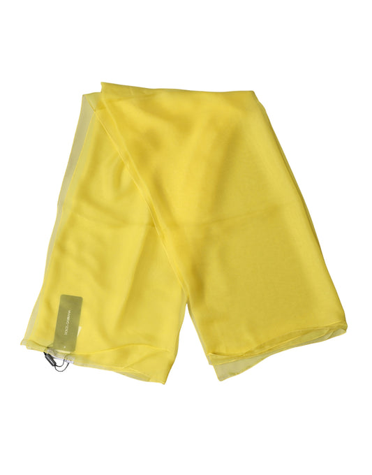 Yellow Silk Neck Wrap Shawl Foulard 133cm x 130cm Scarf