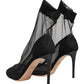 Black Nylon Stretch Mesh Sock Boots Shoes