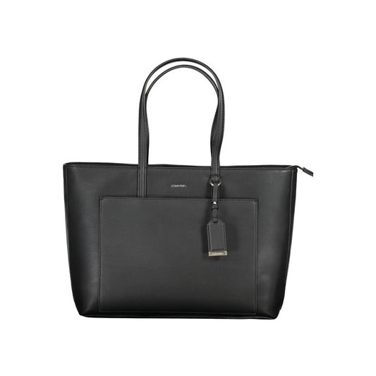 Black Polyester Women Handbag