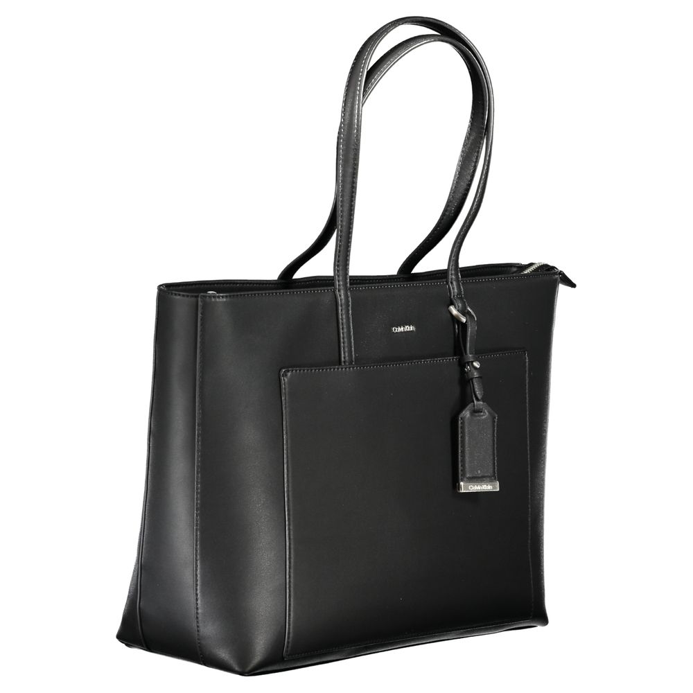 Black Polyester Women Handbag