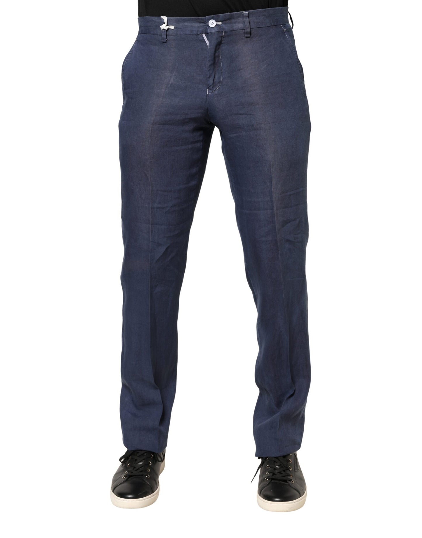 Navy Blue Skinny Chino Mid Waist Men Pants