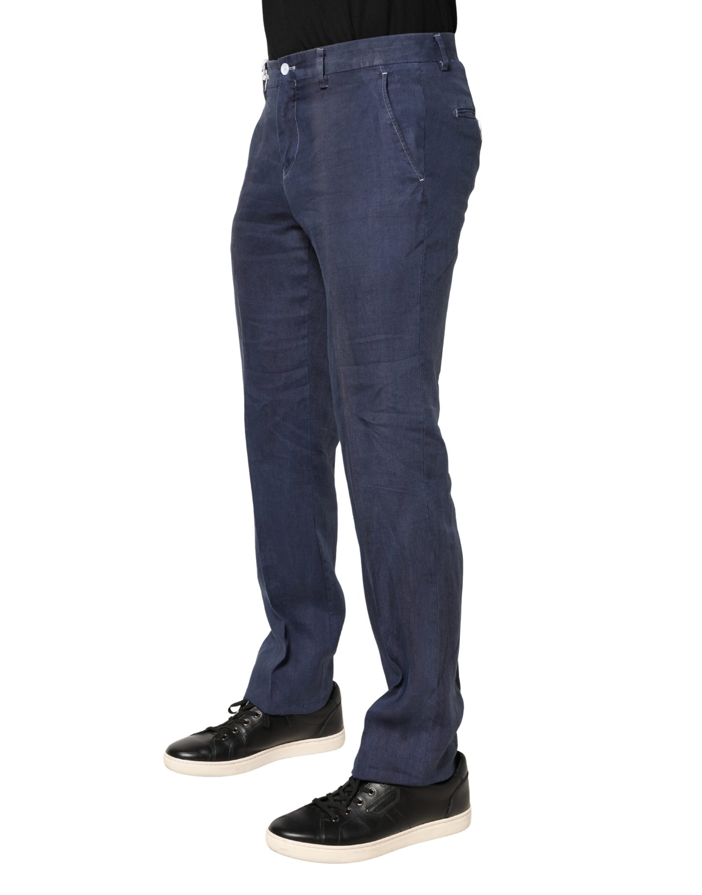 Navy Blue Skinny Chino Mid Waist Men Pants