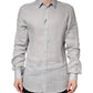 Gray GOLD Linen Long Sleeves Dress Men Shirt