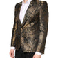 Gold Jacquard Single Breasted Tuxedo Blazer