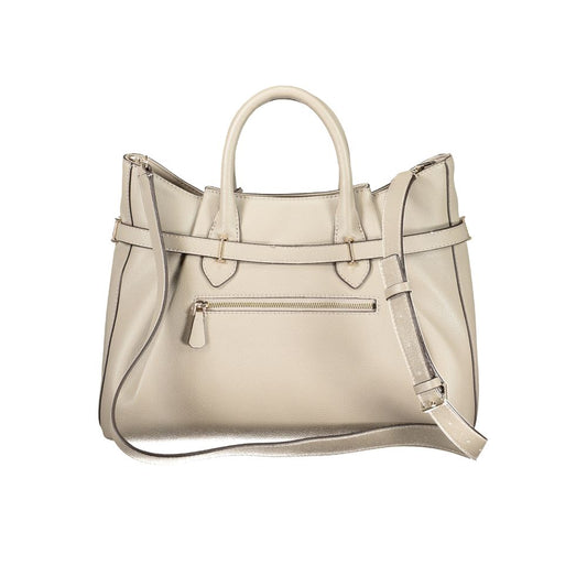 Beige Polyurethane Women's Handbag