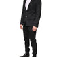 Black Cotton Single Breasted 2 Piece Suit