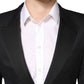 Black Cotton Single Breasted 2 Piece Suit