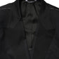 Black Cotton Single Breasted 2 Piece Suit