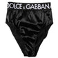Black Satin High-Waist Brief Logo Women Underwear