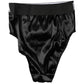 Black Satin High-Waist Brief Logo Women Underwear