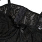 Black Silk Floral Lace Lingerie Top Underwear