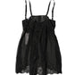 Black Silk Floral Lace Lingerie Top Underwear