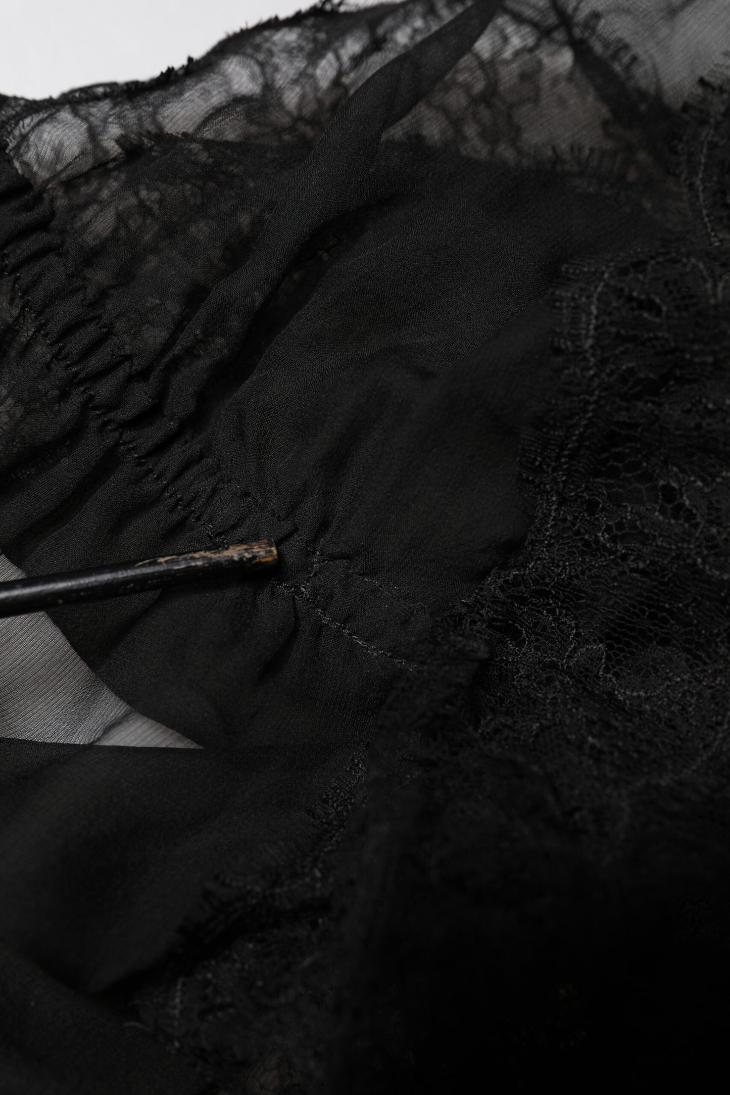 Black Silk Floral Lace Lingerie Top Underwear