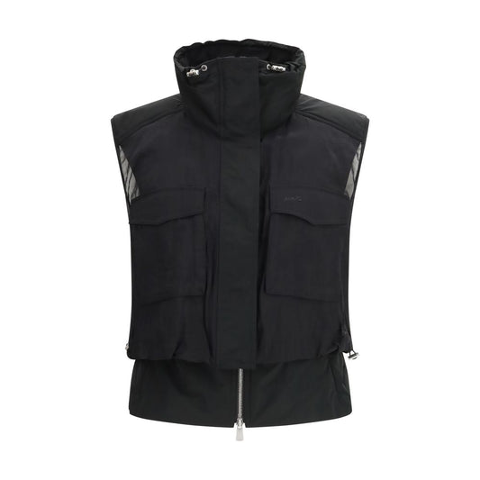 Black Nylon Sleveless Jacket