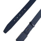 Blue Leather Logo Metal Buckle Men Belt