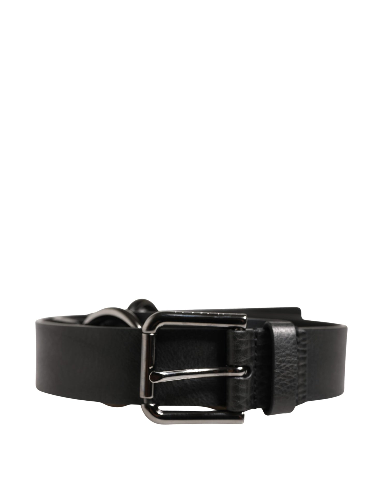 Black Leather Silver Chain Waist Men Belt