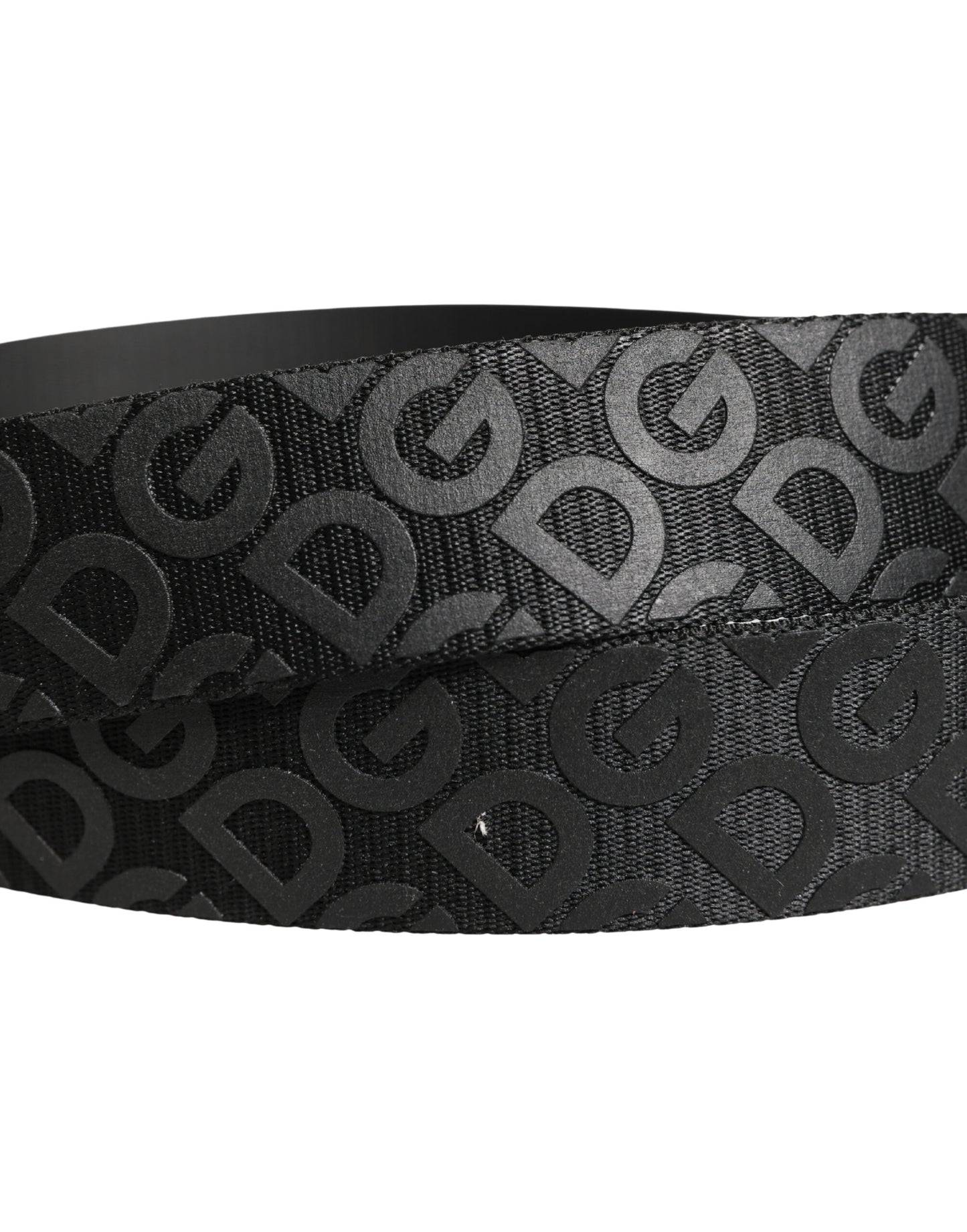 Black Logo Monogram Silver Metal Buckle Belt