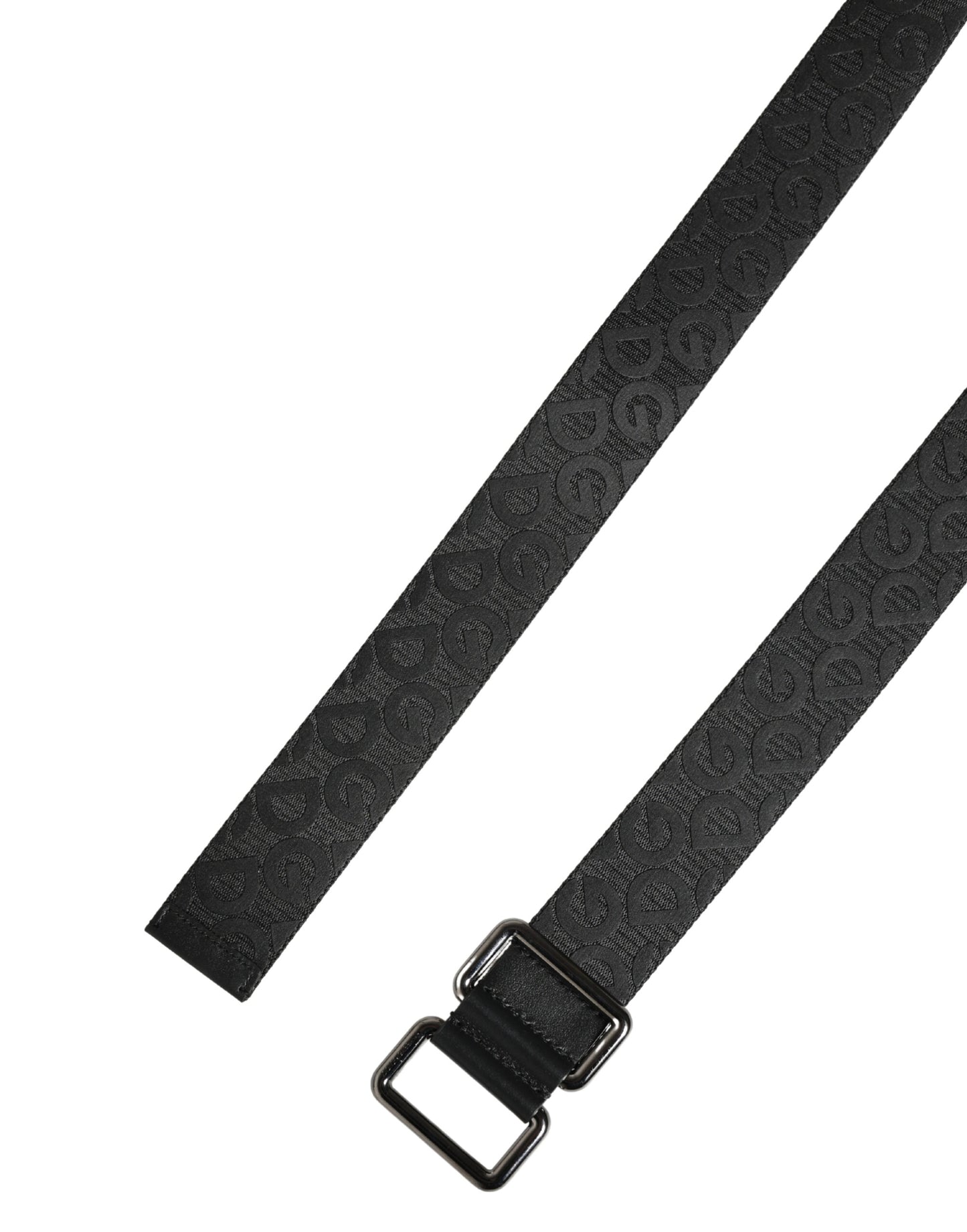 Black Logo Monogram Silver Metal Buckle Belt