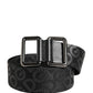 Black Logo Monogram Silver Metal Buckle Belt