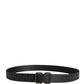 Black Logo Monogram Silver Metal Buckle Belt