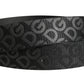 Black Logo Monogram Silver Metal Buckle Belt