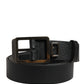 Black Calf Leather Gold Metal Buckle  Belt