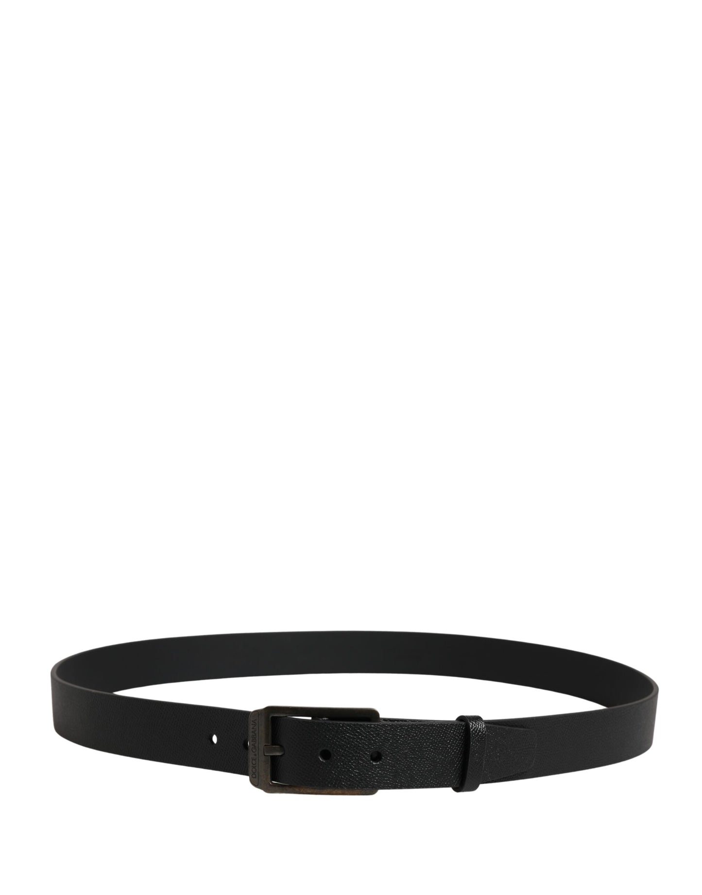 Black Calf Leather Gold Metal Buckle  Belt