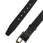 Black Calf Leather Silver Metal Buckle Belt