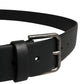 Black Calf Leather Silver Metal Buckle Belt