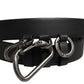 Black Calf Leather Silver Metal Buckle Belt