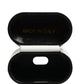 White Calf Leather Logo Print Flip Holder  Airpods Case