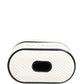 White Calf Leather Logo Flip Holder Strap Airpods Case